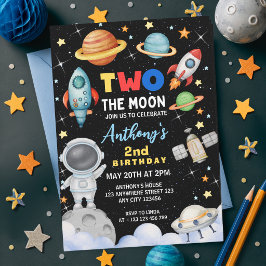 カラフルな宇宙への旅 二歳の誕生日おめでとう 招待状