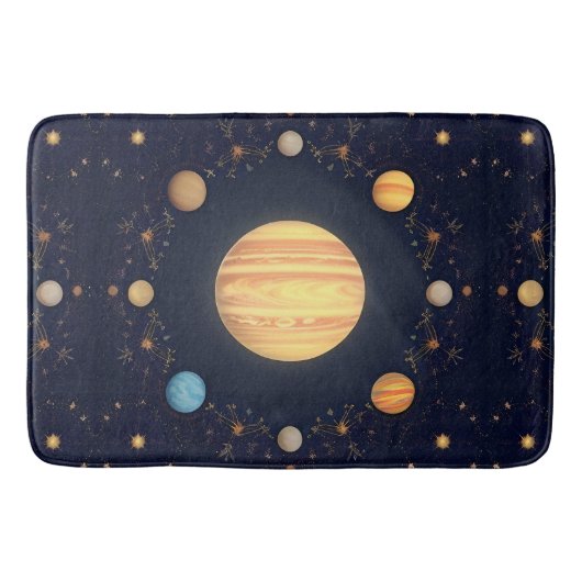 カラフルな宇宙イラスト バスマット (正面)