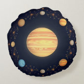 カラフルな宇宙イラスト ラウンドクッション (裏面)