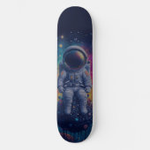 カラフルな宇宙シーンの宇宙飛行士 スケートボード (正面)