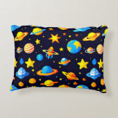 カラフルな宇宙テーマ惑星付き アクセントクッション (裏面)