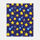 カラフルな宇宙冒険 フリースブランケット (正面)
