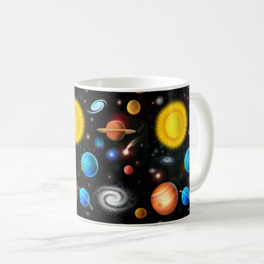 カラフルな宇宙天文学の宇宙のマグ コーヒーマグカップ (正面右)