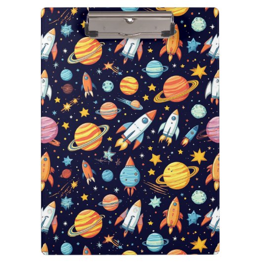 カラフルな宇宙探査パターン クリップボード (正面)