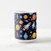 カラフルな宇宙探査パターン コーヒーマグカップ (中央)