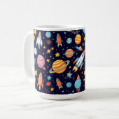 カラフルな宇宙探査パターン コーヒーマグカップ (正面左)
