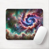 カラフルな宇宙銀河の渦と輝く星雲 マウスパッド (マウス)