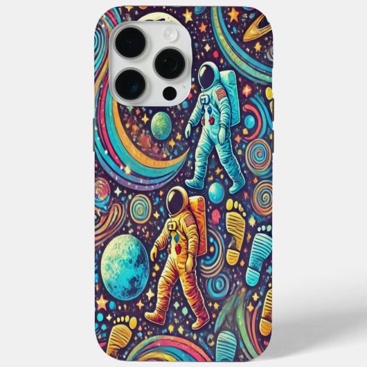カラフルな宇宙飛行士の宇宙遊泳パターン Case-Mate iPhoneケース (裏面)