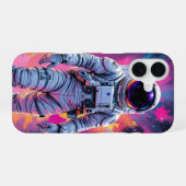カラフルな宇宙飛行士 宇宙探査 銀河星雲 iPhone 16ケース (裏面横)