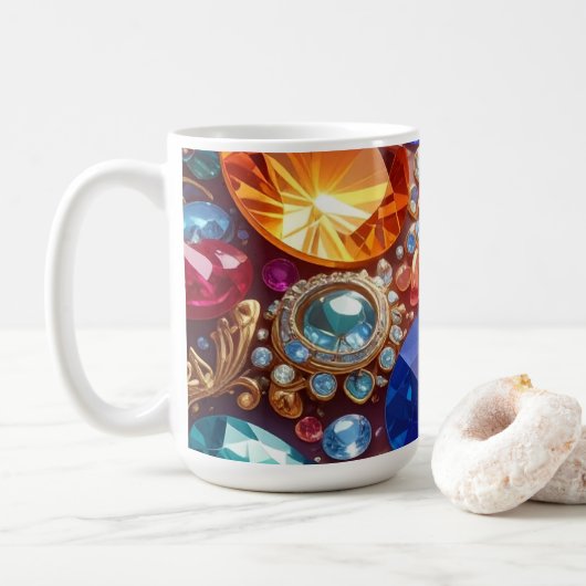 カラフルな宝石とジュエリー コーヒーマグカップ (ドーナツ)