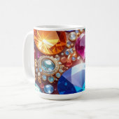 カラフルな宝石とジュエリー コーヒーマグカップ (正面左)
