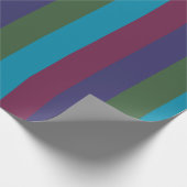 カラフルな宝石の調子のクリスマスは縞で飾ります ラッピングペーパー (角)