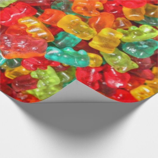 カラフルな宝石はフルーツのような粘着性くまキャンデーにある調子を与えました ラッピングペーパー (角)