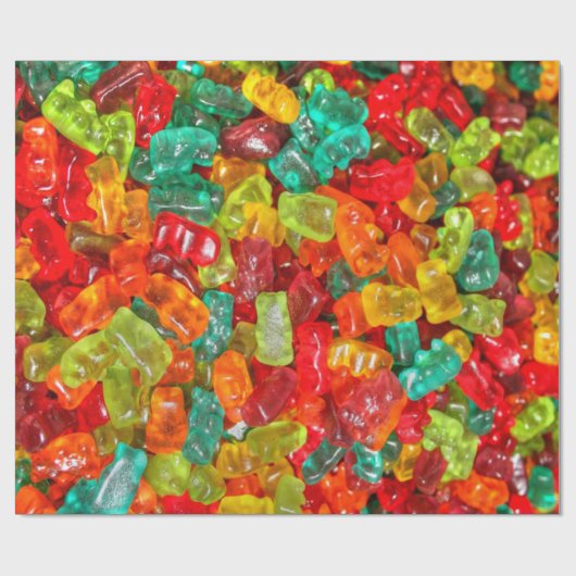 カラフルな宝石はフルーツのような粘着性くまキャンデーにある調子を与えました ラッピングペーパー (フラット)