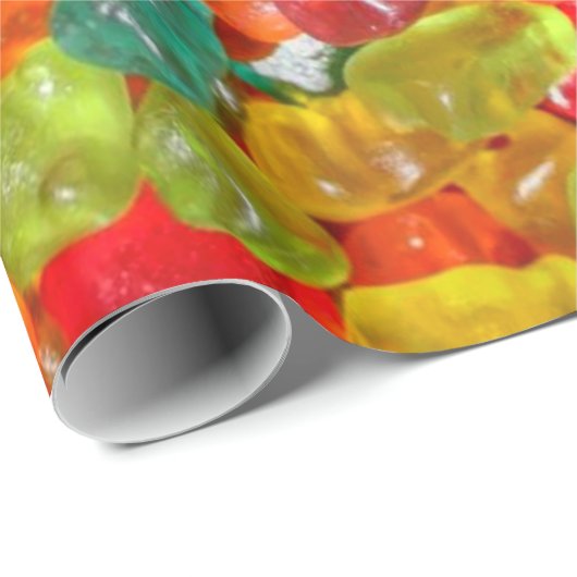 カラフルな宝石はフルーツのような粘着性くまキャンデーにある調子を与えました ラッピングペーパー (ロールコーナー)