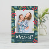 カラフルな実りと松のモダンなクリスマス写真 シーズンカード (スタンド正面)