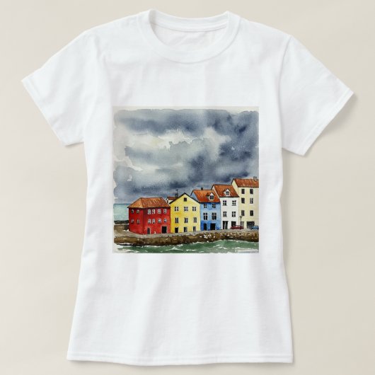 カラフルな家々 Tシャツ (デザイン正面)
