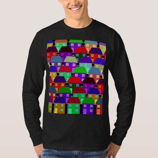カラフルな家のコミュニティTシャツ Tシャツ (正面)