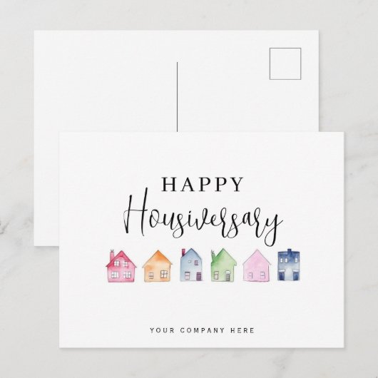 カラフルな家 ハッピー・ハウスバーサリー 不動産 ポストカード (正面/裏面)