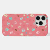 カラフルな小さな犬の足跡 iPhoneケース (裏面横)