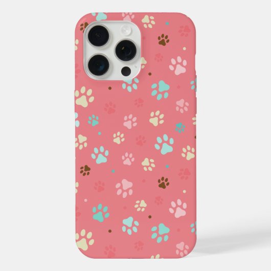 カラフルな小さな犬の足跡 iPhoneケース (裏面)