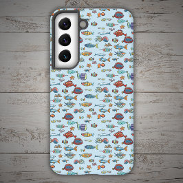 カラフルな小さな魚のパターン SAMSUNG GALAXY S22ケース