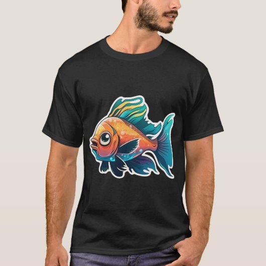 カラフルな小さな魚 Tシャツ (正面)
