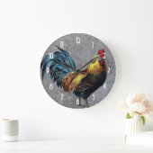 カラフルな小型のオンドリ ラージ壁時計 (ホーム)