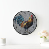 カラフルな小型のオンドリ ラージ壁時計 (ホーム)