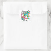 カラフルな小学校のレトロな初登校日 スクエアシール (バッグ)