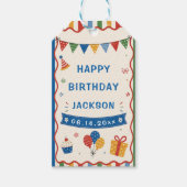 カラフルな小学校の誕生日パーティー ギフトタグ (正面)
