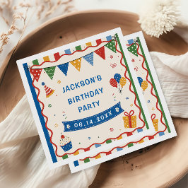 カラフルな小学校の誕生日パーティー スタンダードカクテルナプキン