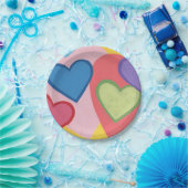 カラフルな層状ハートの紙皿 ペーパープレート (パーティー)