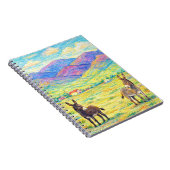 カラフルな山の牧場のロバのアート ノートブック (右側)