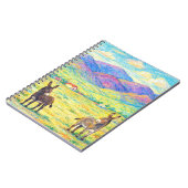 カラフルな山の牧場のロバのアート ノートブック (左側)
