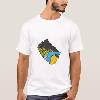 カラフルな山の風景 自然愛好家Tシャツ Tシャツ