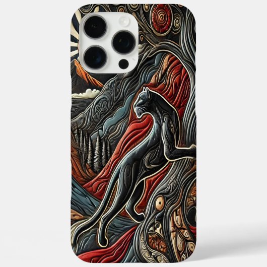 カラフルな山岳風景の中の豹 Case-Mate iPhoneケース (裏面)