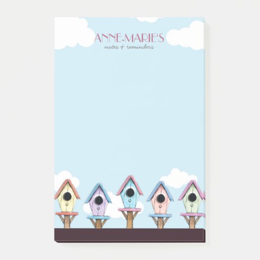 カラフルな巣箱のノート及びメモ ポストイット (正面)