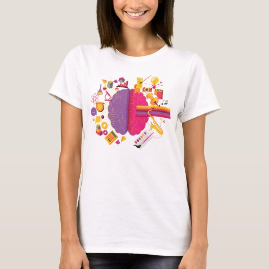 カラフルな左右の脳Tシャツ Tシャツ (正面)