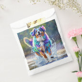 カラフルな巨大な幸せな遊び心のある面白い犬が、ピチャッと水を跳ねさせる フェイバーバッグ (封をした状態)