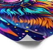 カラフルな巨大な幸せな遊び心のある面白い犬が、ピチャッと水を跳ねさせる ポスター (角)