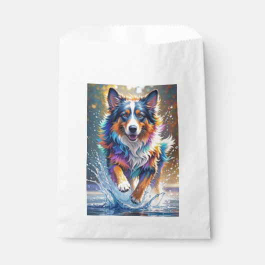 カラフルな巨大な幸せな遊び心のある面白い犬が、ピチャッと音を立てて水しぶきを上げる フェイバーバッグ (正面)