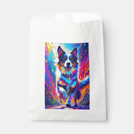 カラフルな巨大な幸せな遊び心のある面白い犬が、ピチャッと音を立てて水しぶきを上げる フェイバーバッグ (正面)