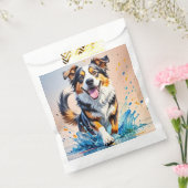 カラフルな巨大な幸せな遊び心のある面白い犬が、ピチャッと音を立てて水しぶきを上げる フェイバーバッグ (封をした状態)