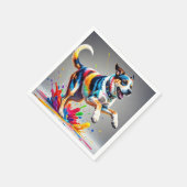 カラフルな巨大な幸せな遊び心のある面白い犬！ スタンダードカクテルナプキン (角)