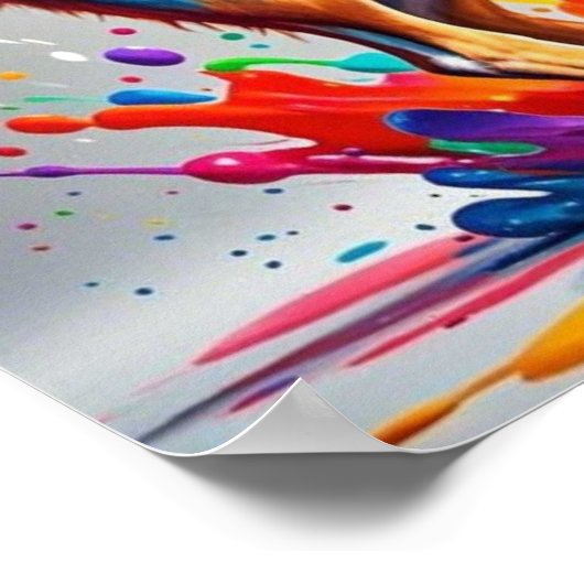 カラフルな巨大な幸せな遊び心のある面白い犬！ ポスター (角)