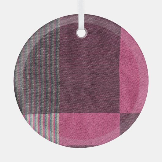 カラフルな布地の表面：上から見た図 ガラスオーナメント (正面)