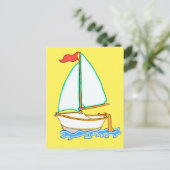 カラフルな帆船1 ポストカード (スタンド正面)