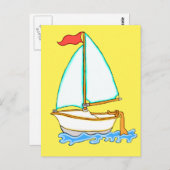 カラフルな帆船1 ポストカード (正面/裏面)