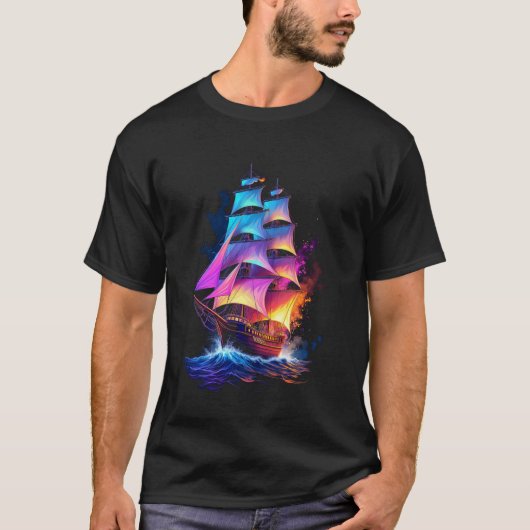 カラフルな帆船 Tシャツ (正面)